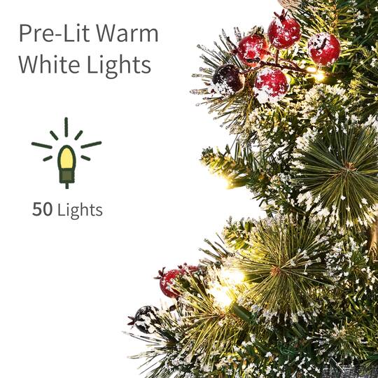 Puleo International 4ft. Pre-Lit Frosted Spiral Artificial Christmas Lamp Post with Decorative Pot Base, 2ct.